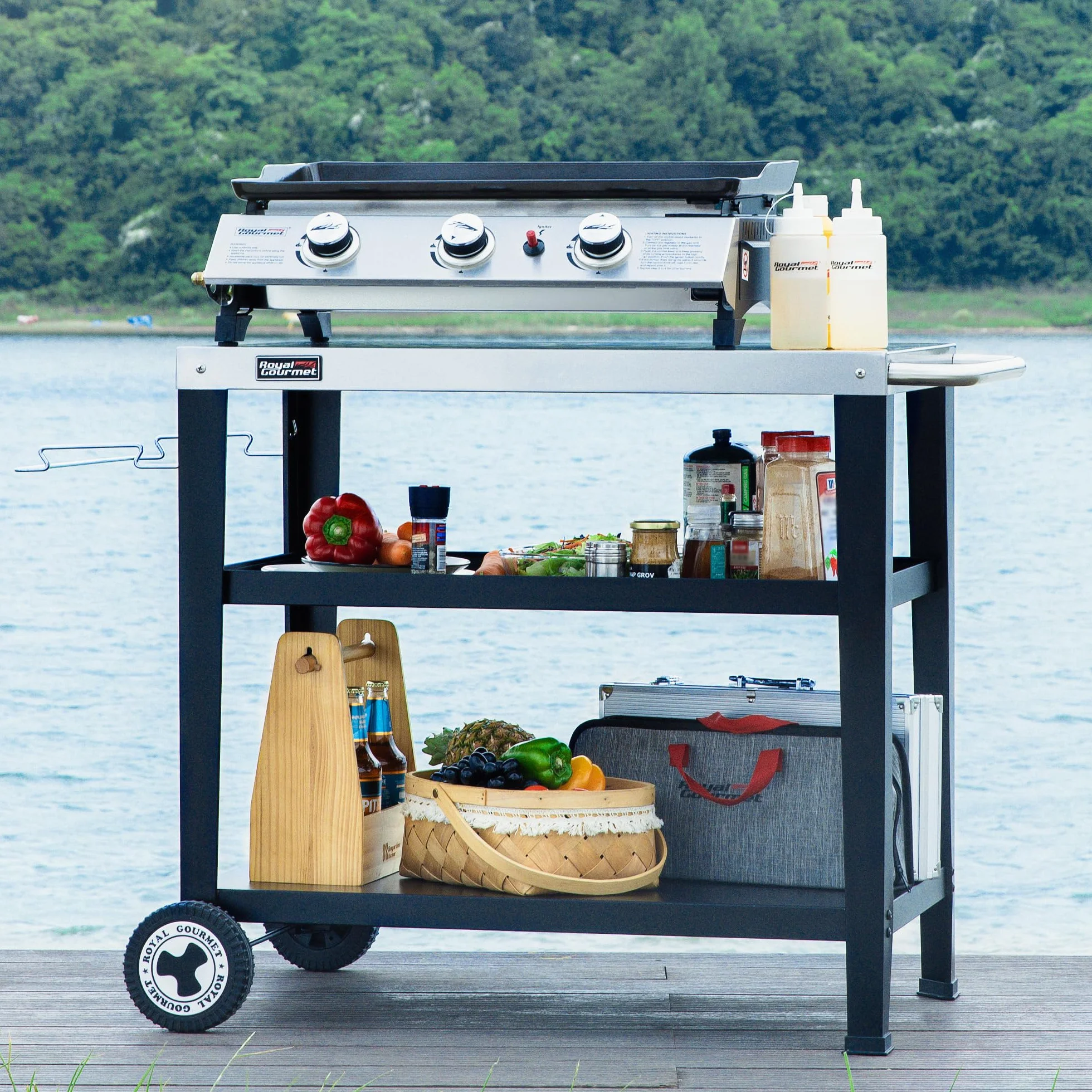 Royal Gourmet Carrello da portata a 3 piani in acciaio inox 85 x 50 cm argento