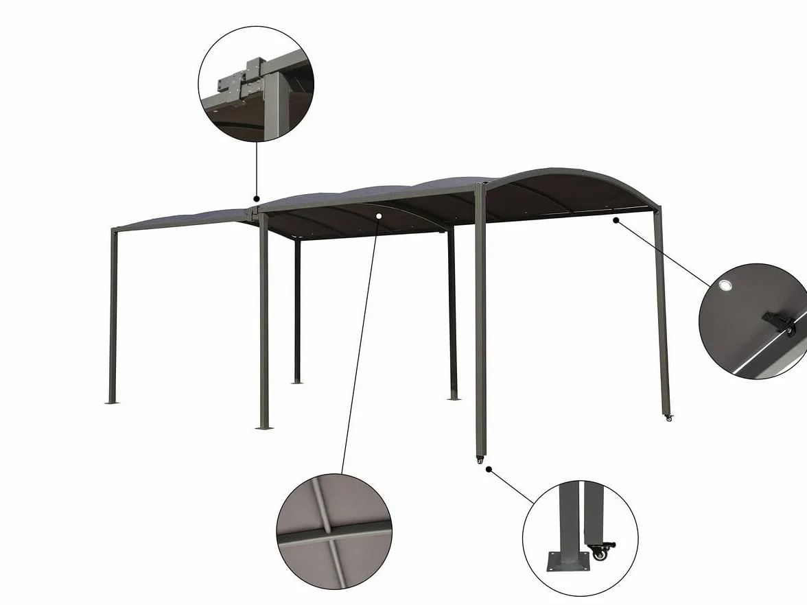 Habitat et Jardin Mathis Tettoia in Metallo Estensibile 303/566 x 295 x 240 cm Antracite