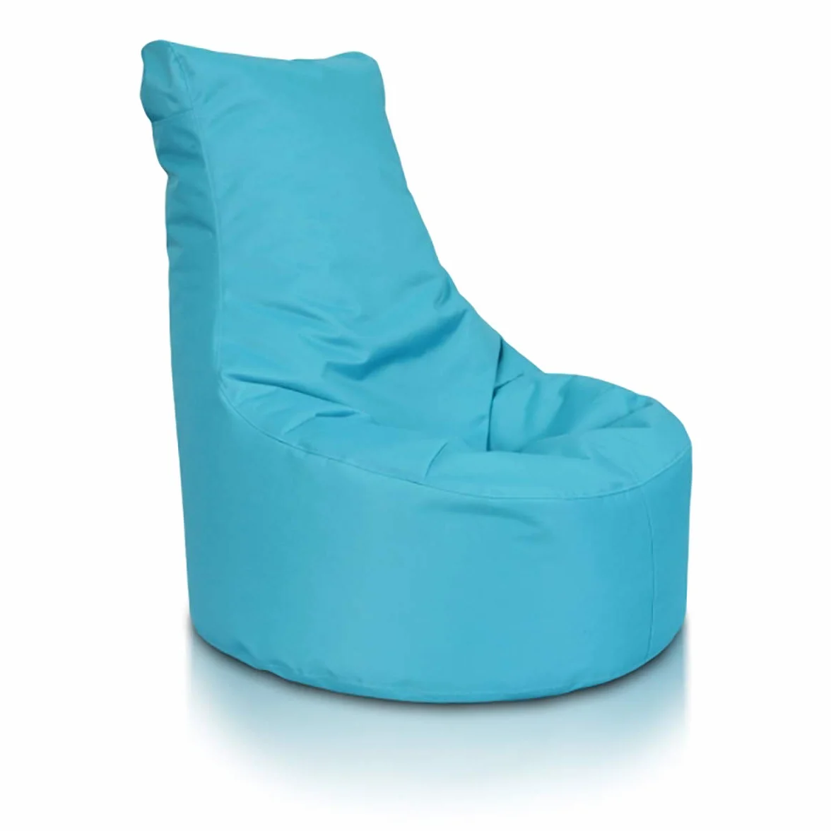 Ecopuf - Pouf Poltrona a Sacco con Schienale Alto in Poliestere - Imbottitura in Palline di Polistirolo - Puffo per sedersi adatto per estreni ed interni - Dimensione Grande 85x80, Colore Celeste