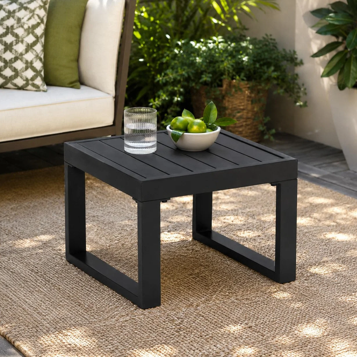 Totò Piccinni Tavolino SIRIO Alluminio Quadrato 45x45x35h cm Design Moderno Giardino Terrazzo Antracite