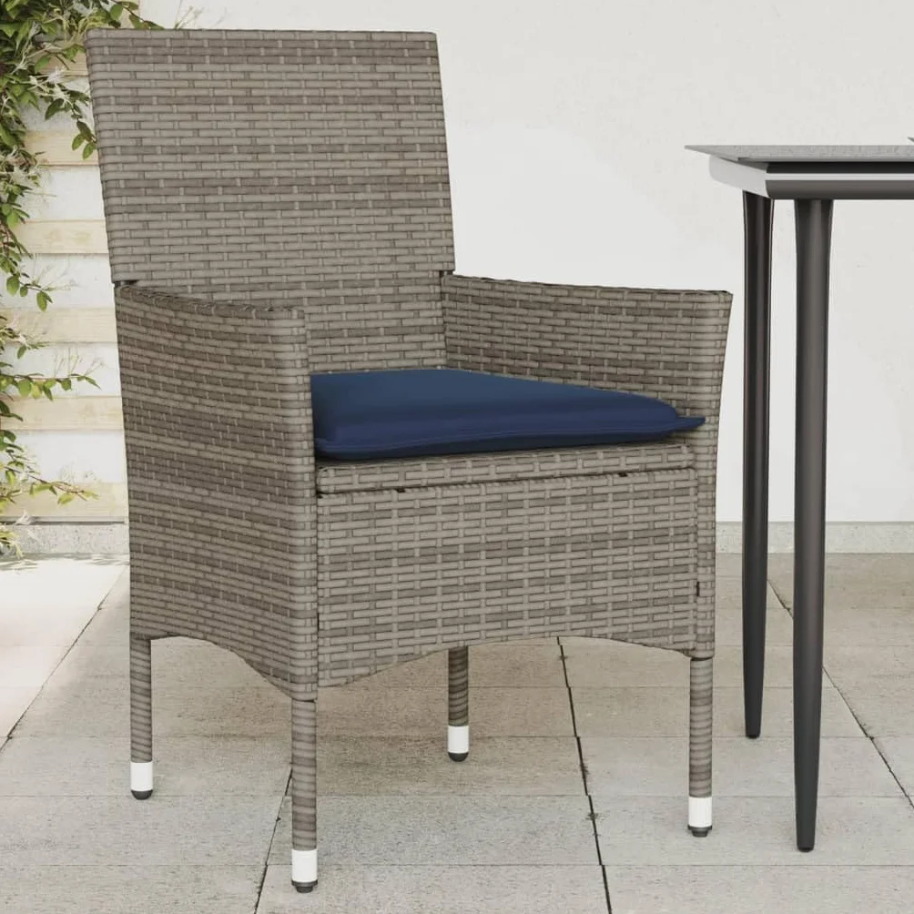 vidaXL Sedie da giardino con cuscino, 2 pezzi, grigio pietra artificiale