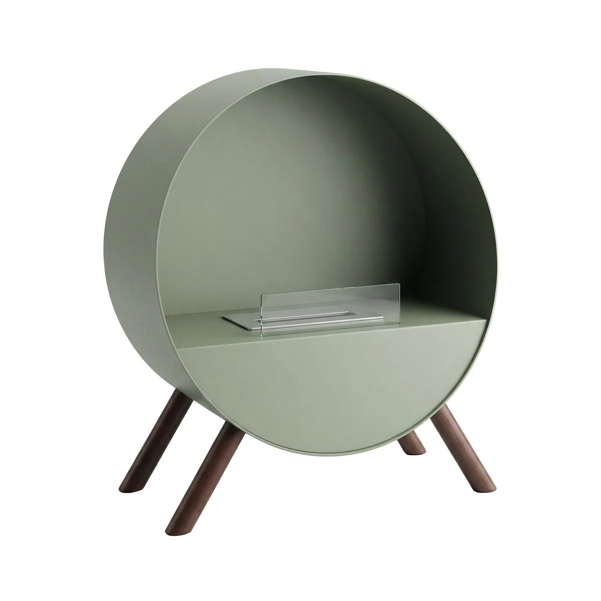 Frankystar Venere Camino da Pavimento 60x72x30 cm Design Interno Piedi Legno Pino Salvia