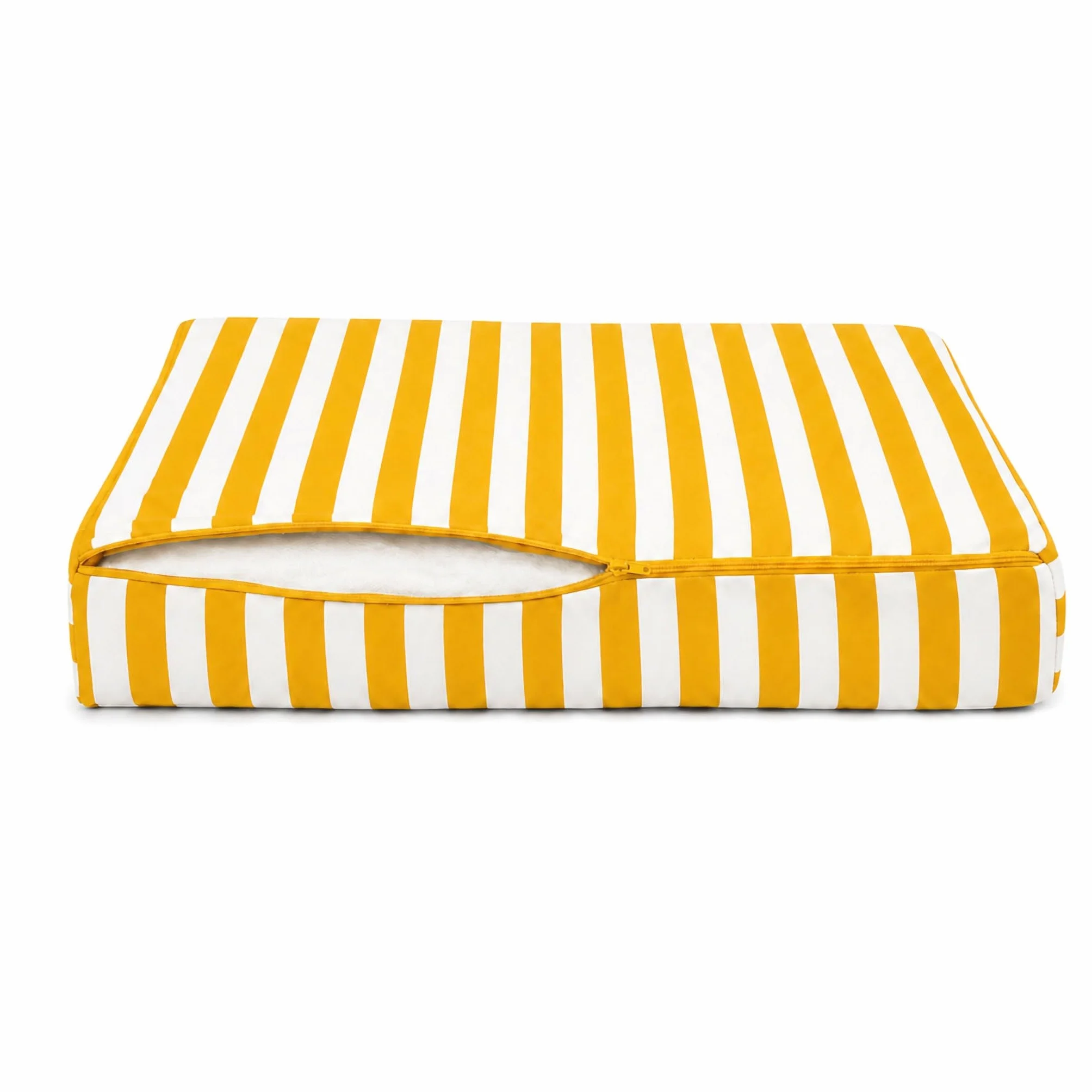 Déco Arts — Set di 2 Cuscini Sfoderabili Salotto Giardino 60x60 — Seduta 60x60 + Schienale 60x35 cm — Impermeabile Anti-UV — Ricambio Mobili Giardino Terrazzo Balcone Veranda — A Righe Gialle