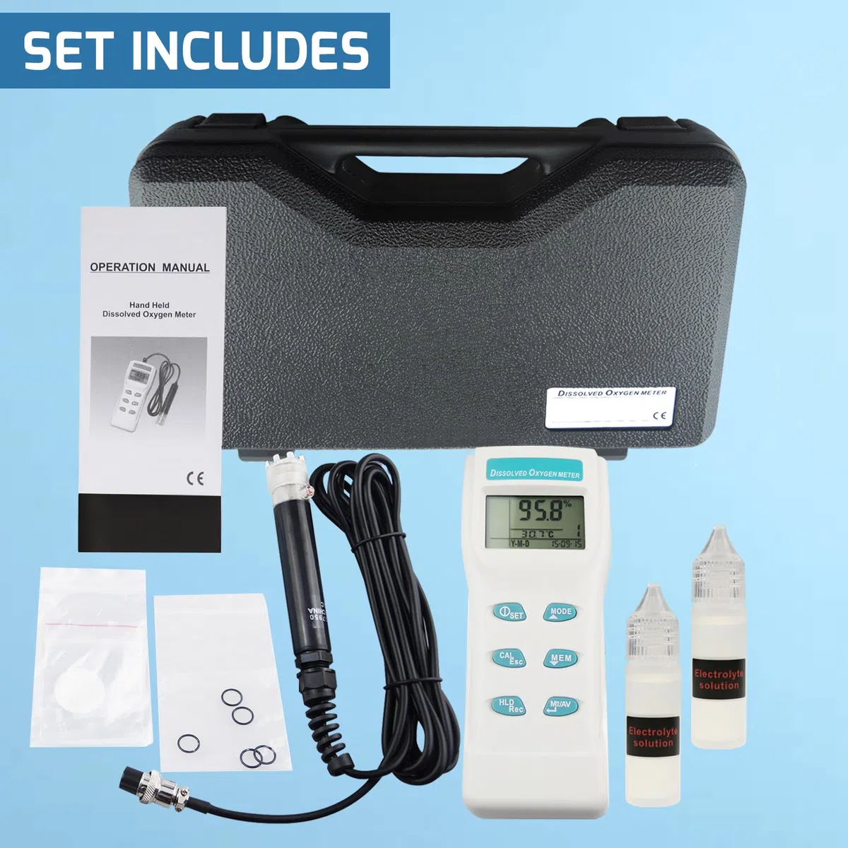 GAIN EXPRESS Professionale Digitale Grande LCD Disciolto Ossigeno DO Meter Tester di Qualità Dell'acqua con ATC 99 Funzione di Memoria