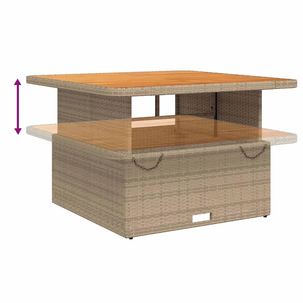 Tavolo da Giardino Beige 110x110x71cm Polyrattan Legno Acacia vidaXL