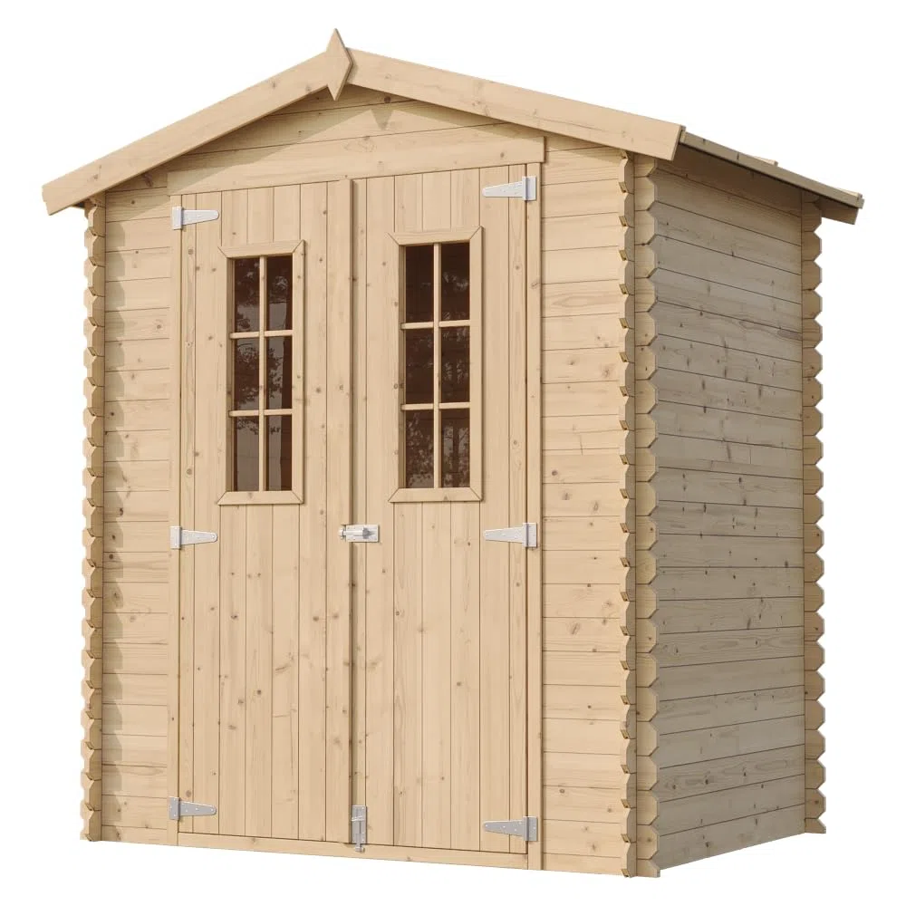 TIMBELA M367C Casetta da Giardino in Legno per Esterni - L196xL136xA218 cm/ 1.98 m2 - Piccola Casetta in Legno, Rimessa Attrezzi, Deposito Bici