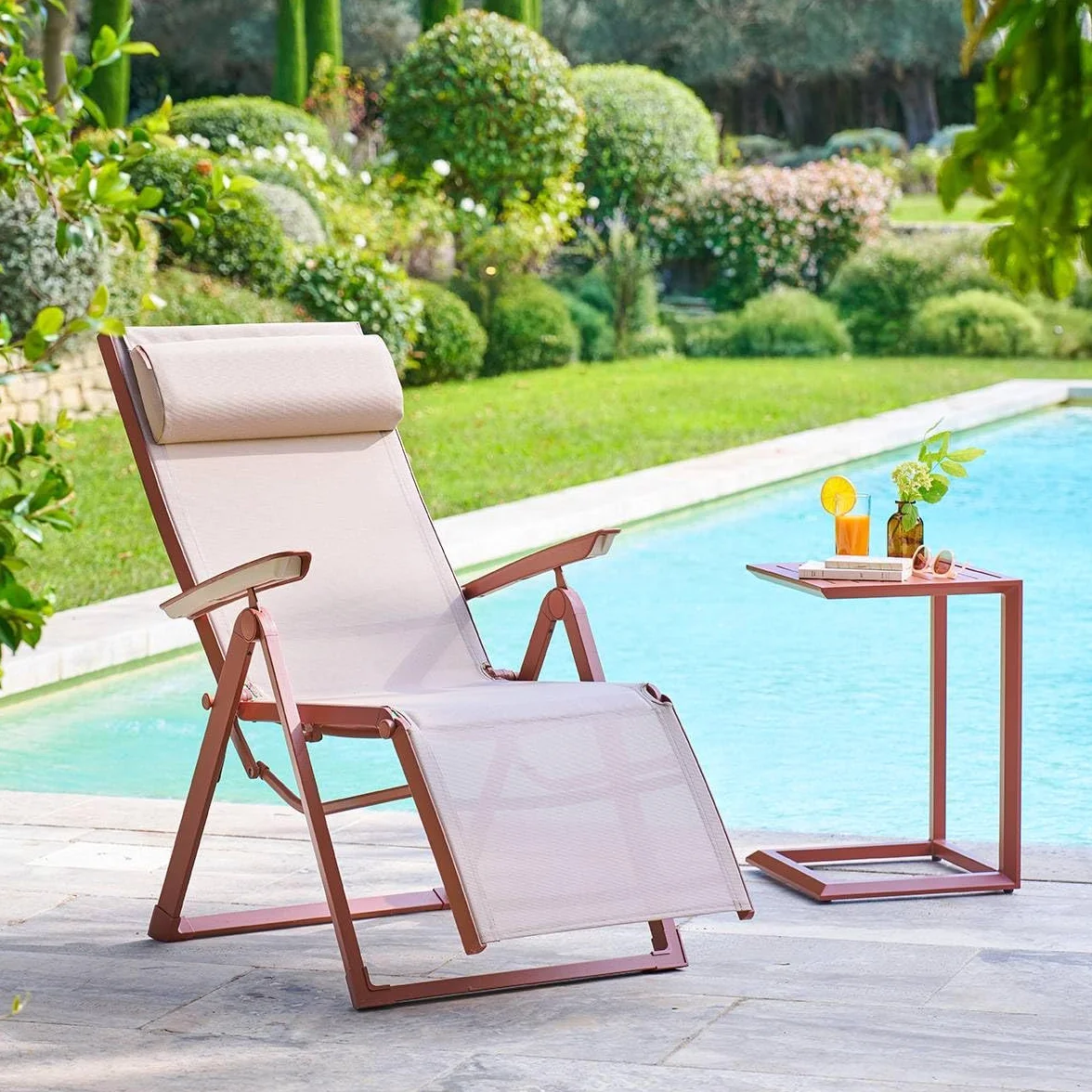Hespéride Sedia da giardino reclinabile Decima Lino Mogano Alluminio