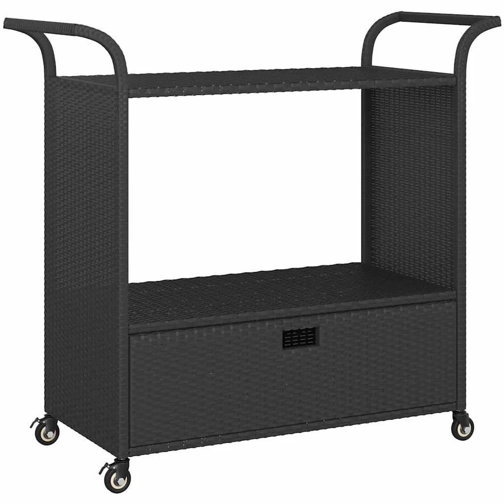 vidaXL Carrello da Bar Nero 100x45x97 cm Polyrattan