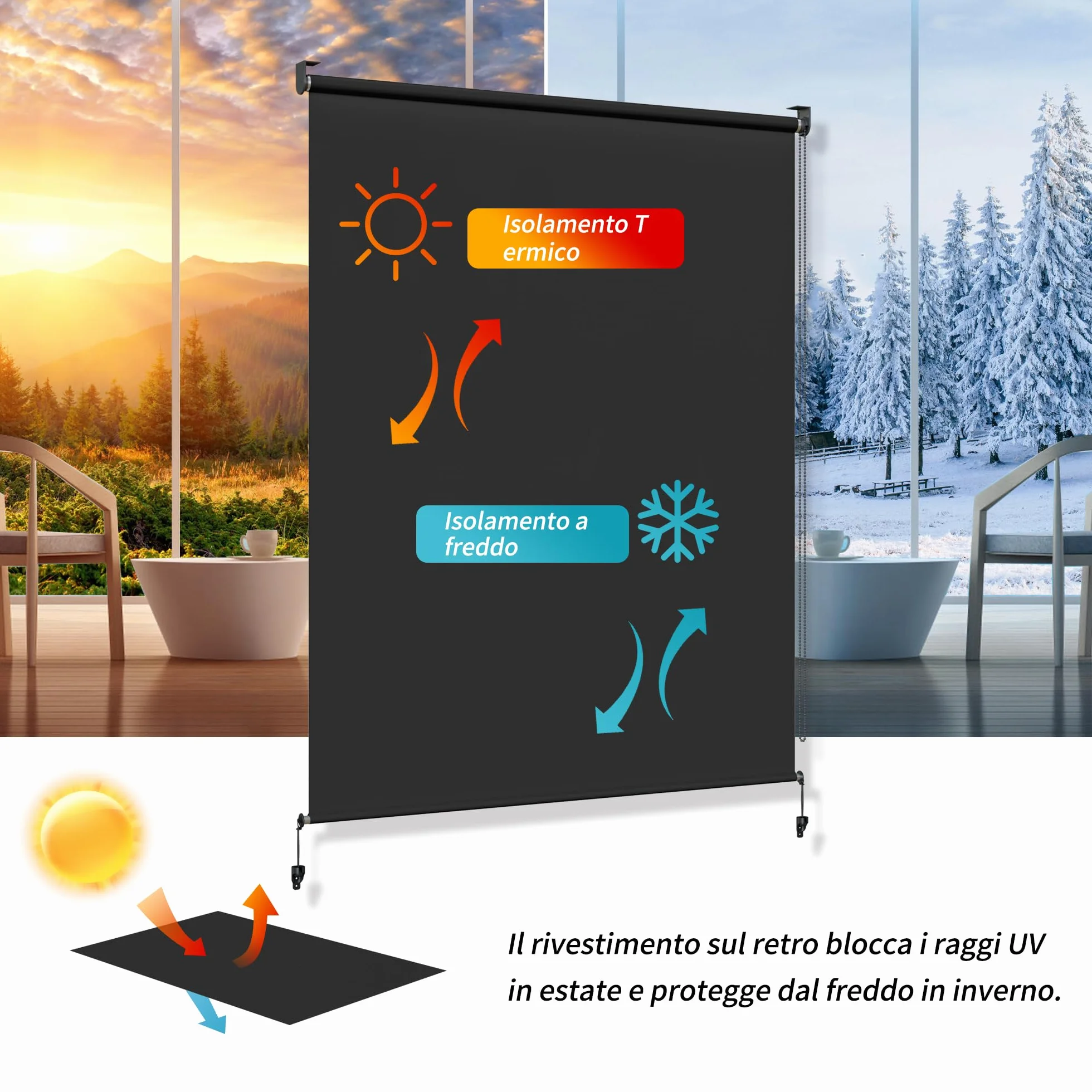 Tenda da sole per esterno Impermeabile 180x180cm Antracite