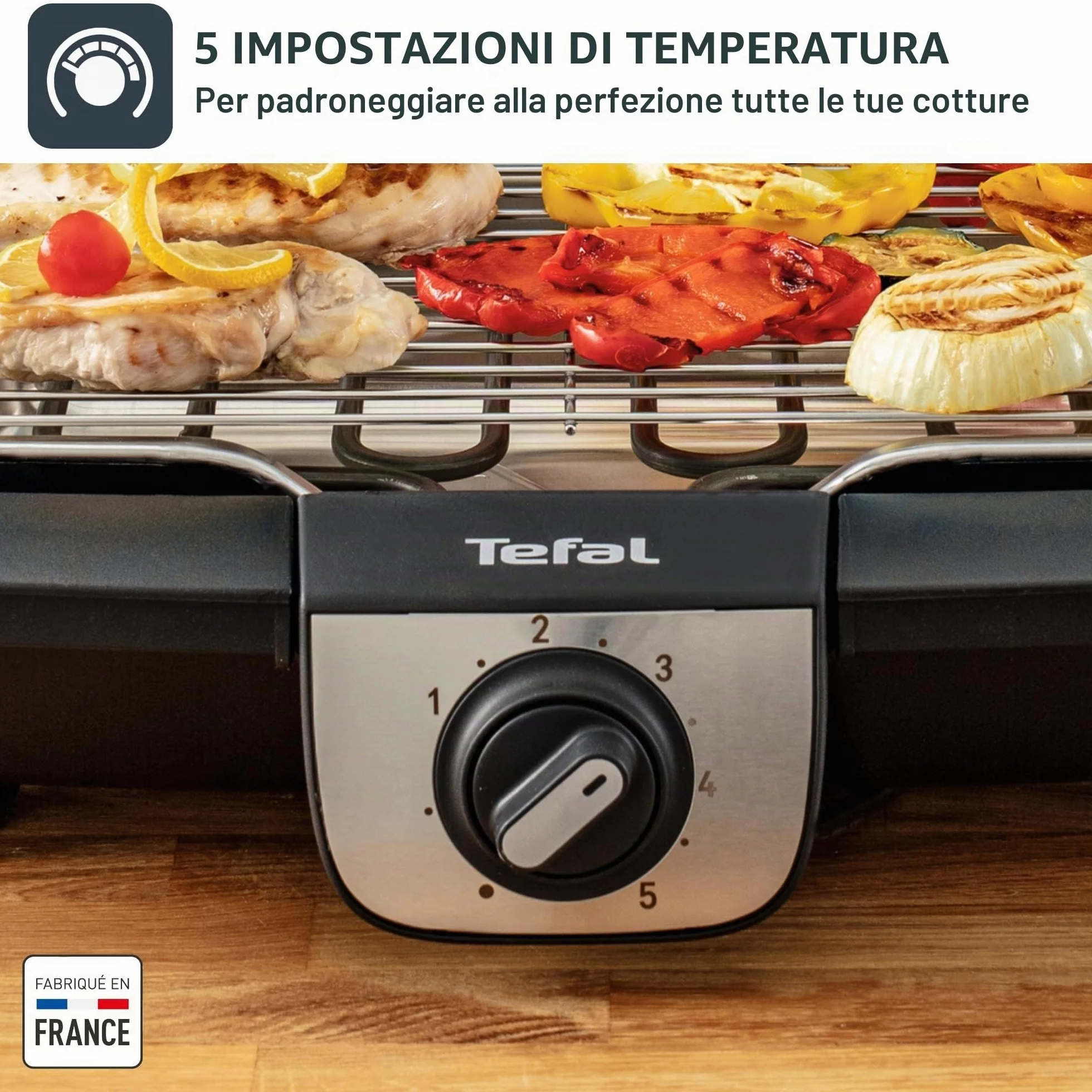 Tefal EasyGrill XXL Barbecue Elettrico 2500W Termostato Regolabile Antivento
