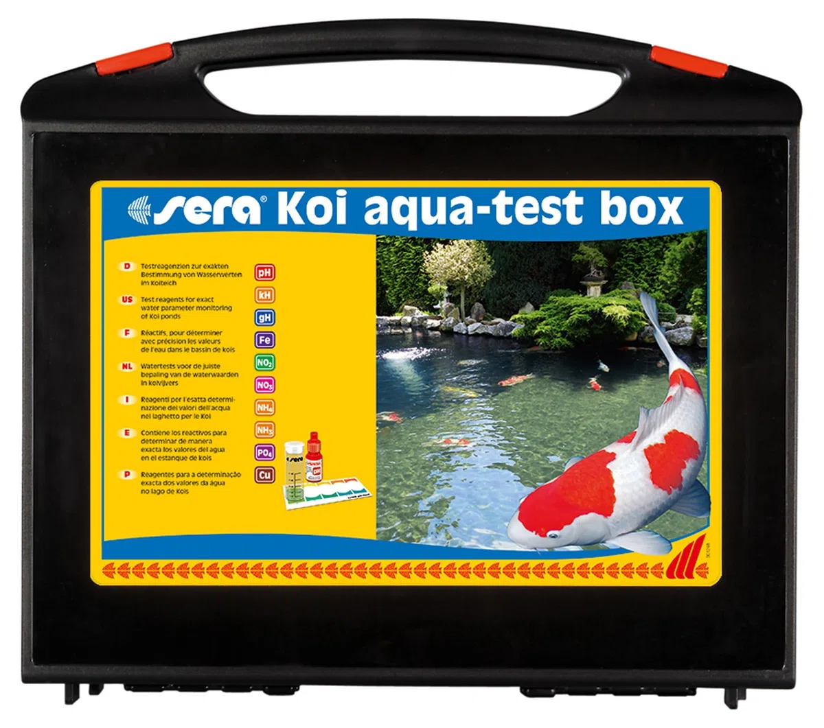 sera koi aqua test box | test dell'acqua per laghetti con Koi | valori dell'acqua ottimali per le Koi