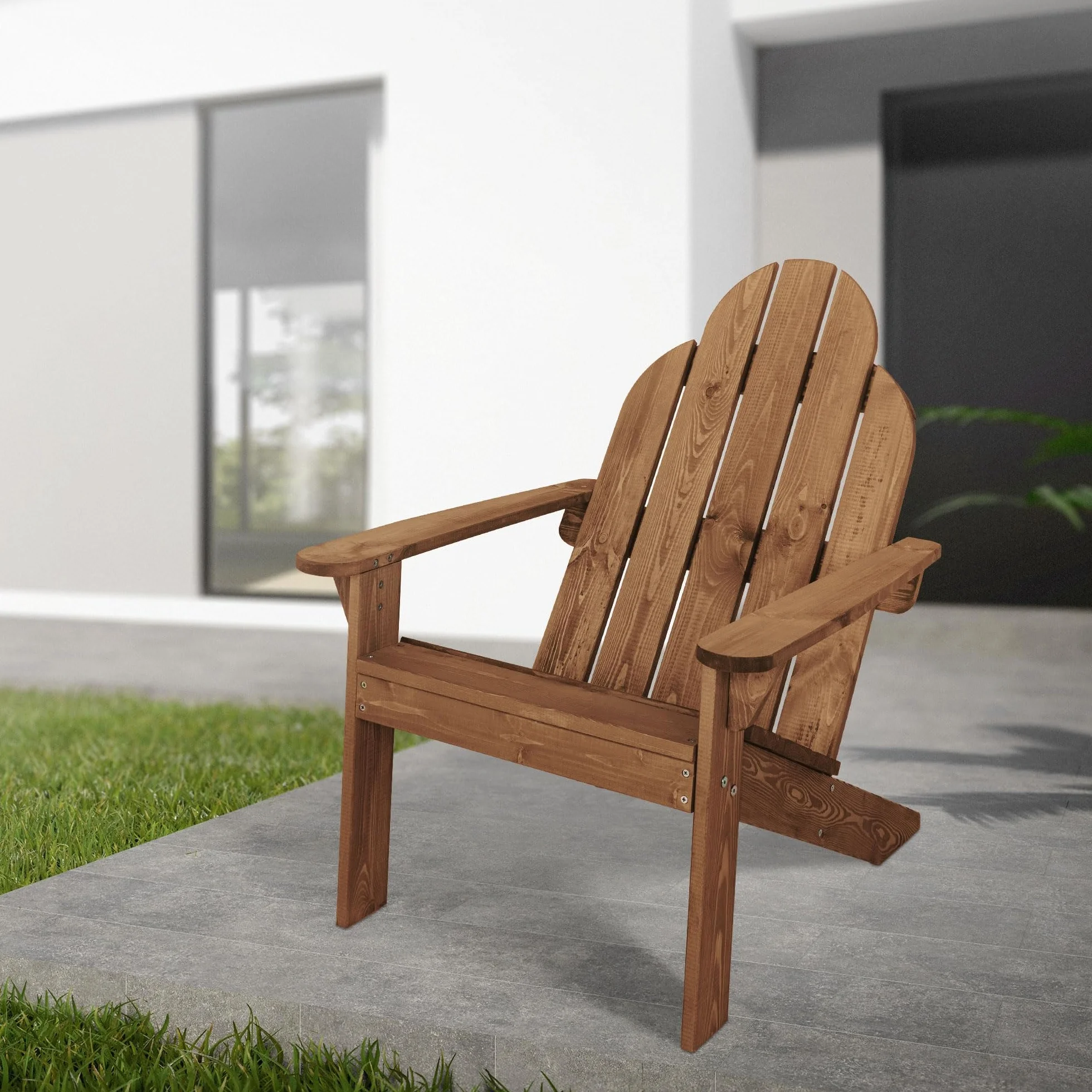 ECD Germany Sedia Adirondack in Legno Massiccio di Abete 92,5 x 70 x 89 cm Marrone Poltroncina da Giardino con Schienale e Braccioli Seduta Ergonomica Resistente alle Intemperie Costruzione Robusta