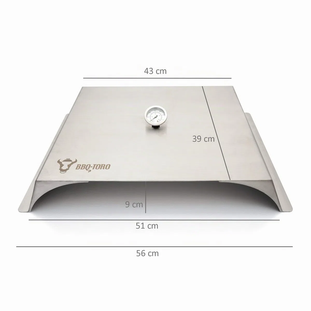 BBQ-Toro Inserto per Pizza per Barbecue a Gas Acciaio Inox 56 x 39 cm Cover Con Termometro Cappa
