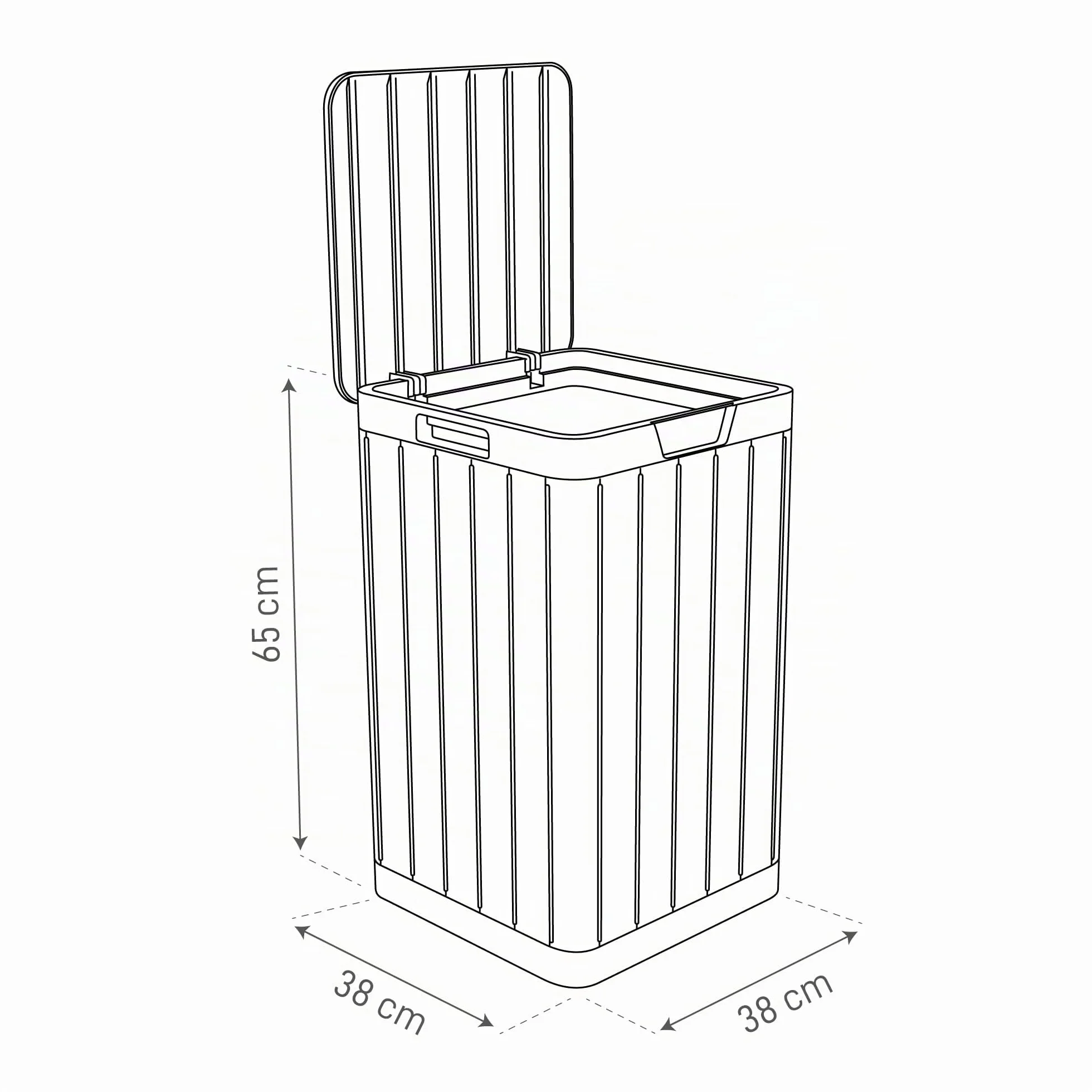 Toomax Rio Garden Bin pattumiera da giardino da 80 litri, 38x38x65h cm, colore nero con maniglie e portasacco, top con apertura a pressione, resistente ai raggi UV, per esterni