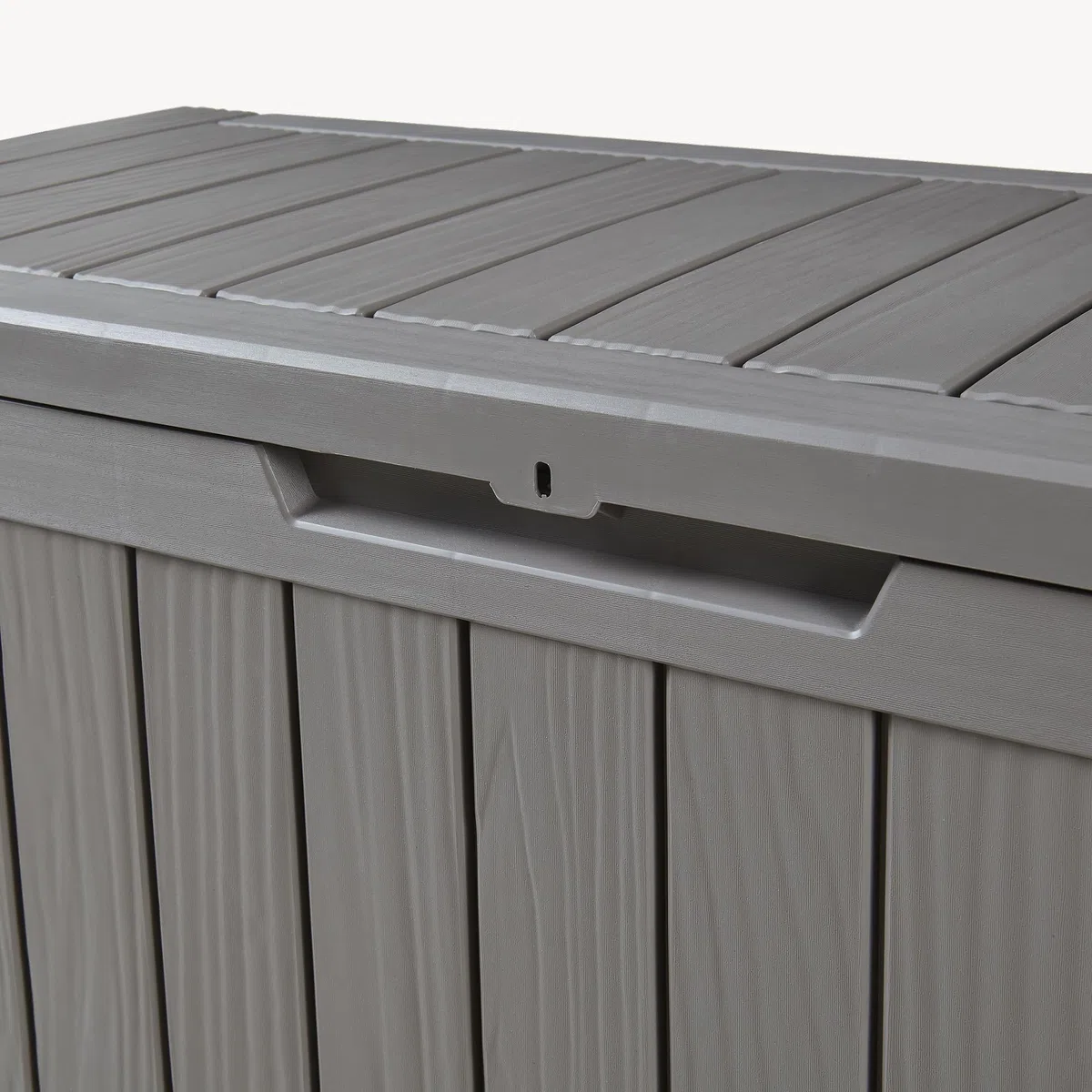 casa.pro Baule da Giardino Contenitore per Esterno Portatutto da 300 L in Plastica Cassone Multiuso Impermeabile Attrezzi Cuscini per Balcone Patio Outdoor 117x47x59 cm - Grigio Chiaro, Effetto Legno
