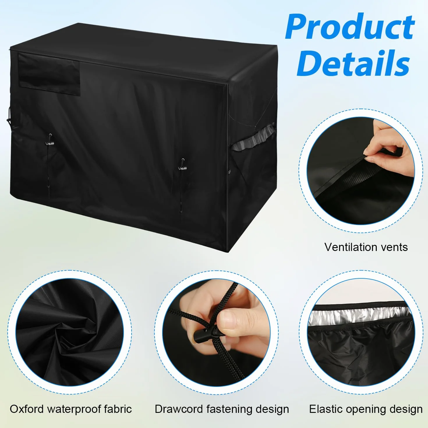 XIHIRCD Copertura Riscaldatore Piscina, Copertura Pompa Piscina Impermeabile Tessuto Oxford (Nero)