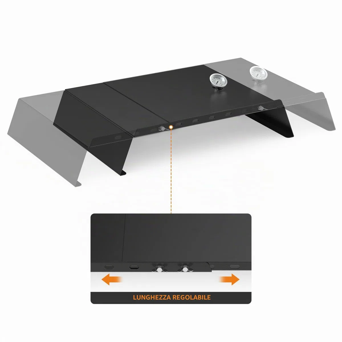 Onlyfire Inserto per Pizza Regolabile per Barbecue a Gas con Termometro 53-78 cm