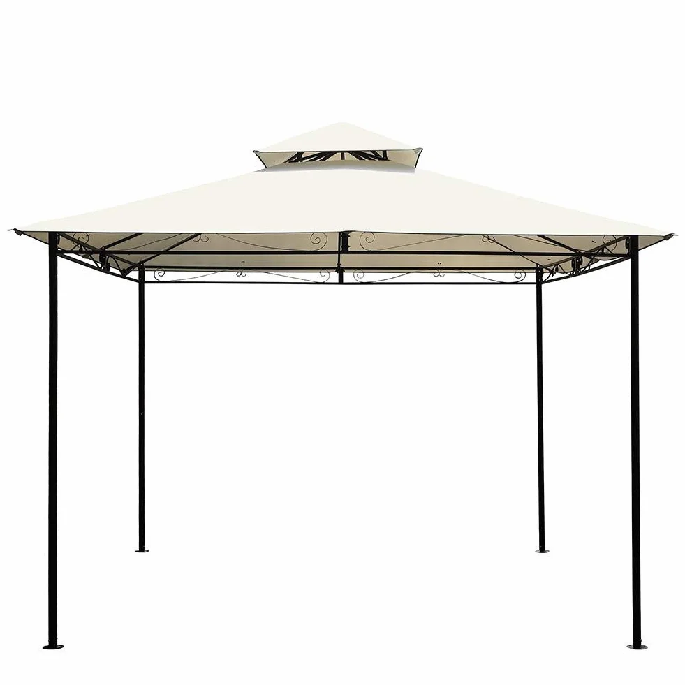 Bakaji Gazebo 3x3 mt Struttura Tubolare Acciaio Inox Antipioggia Impermeabile Antivento Beige