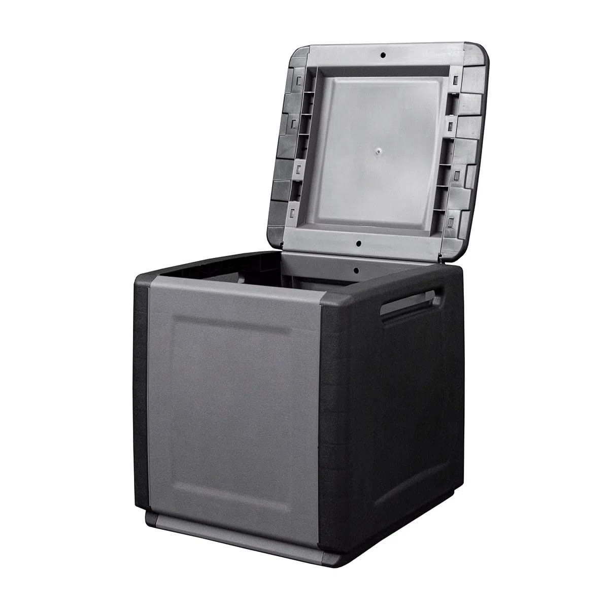 INTEC - Cassapanca portaoggetti 130L grigio/nero 54 x 53 x 57 cm manici di trasporto in polipropilene