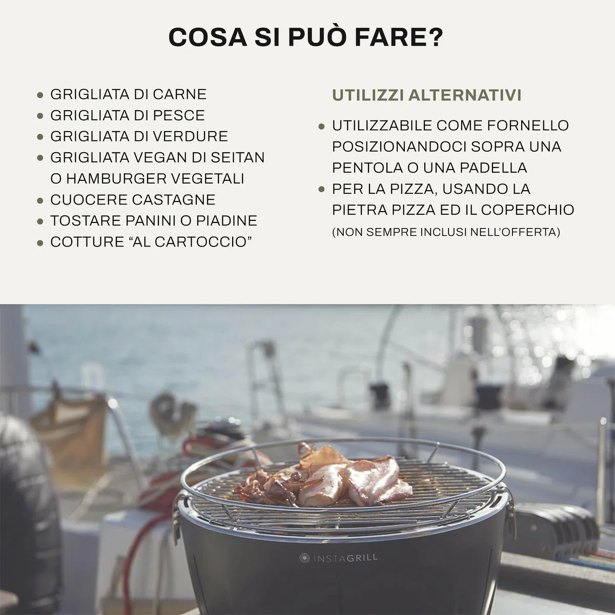 InstaGrill Barbecue a Carbonella senza fumo da Tavolo Portatile con Batteria Ricaricabile e Carbone PAK Blu Oceano