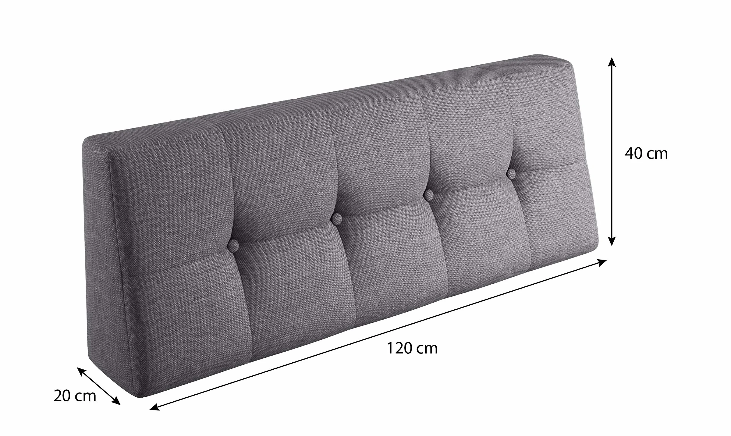 sunnypillow Cuscino-schienale 120 x 40 x 20 cm - Cuscini per divano in pallet per casa e giardino - Cuscino trapuntato per pallet - Spalliera per Bancali, Interno - Esterno, schiuma fredda - grigio