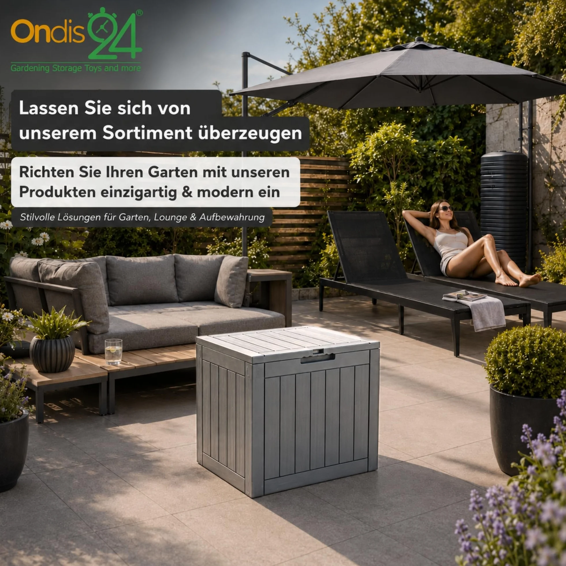 Ondis24 City Cube Scatola in plastica 110 l beige 55 x 43 x 53 cm portata 75 kg