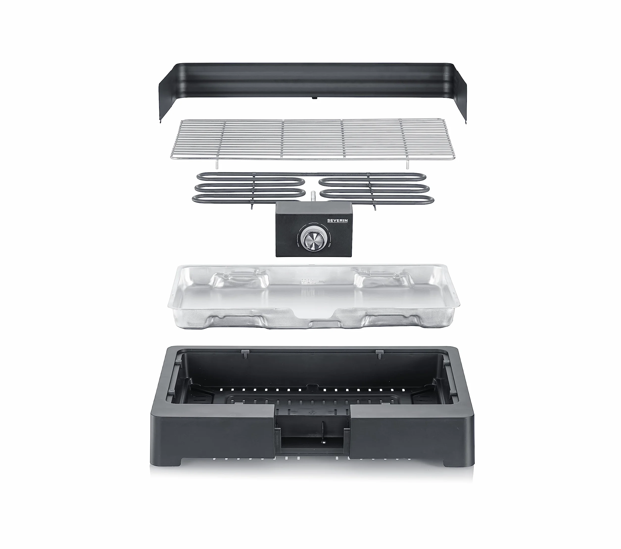 SEVERIN Barbecue Elettrico da Tavolo 2200W Griglia Inox SafeTouch Nero PG 8565