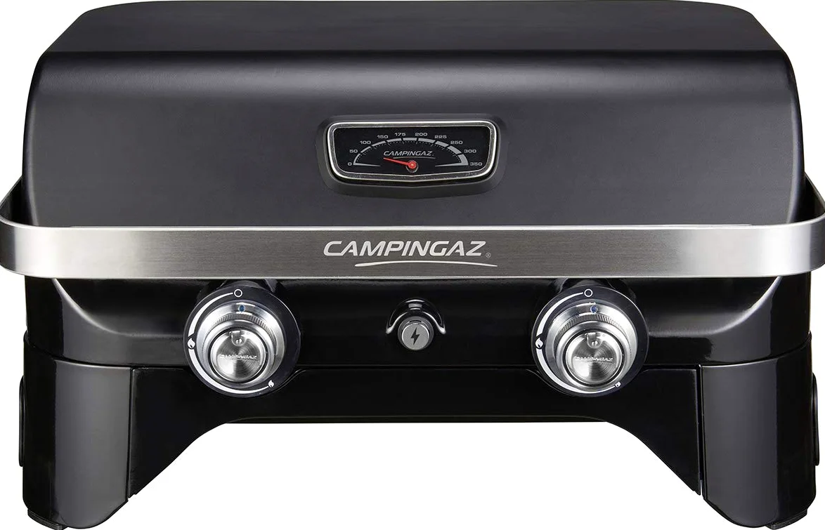 Campingaz Attitude 2100 LX griglia a gas portatile 2 bruciatori acciaio 5 kW campeggio termometro plancha ghisa