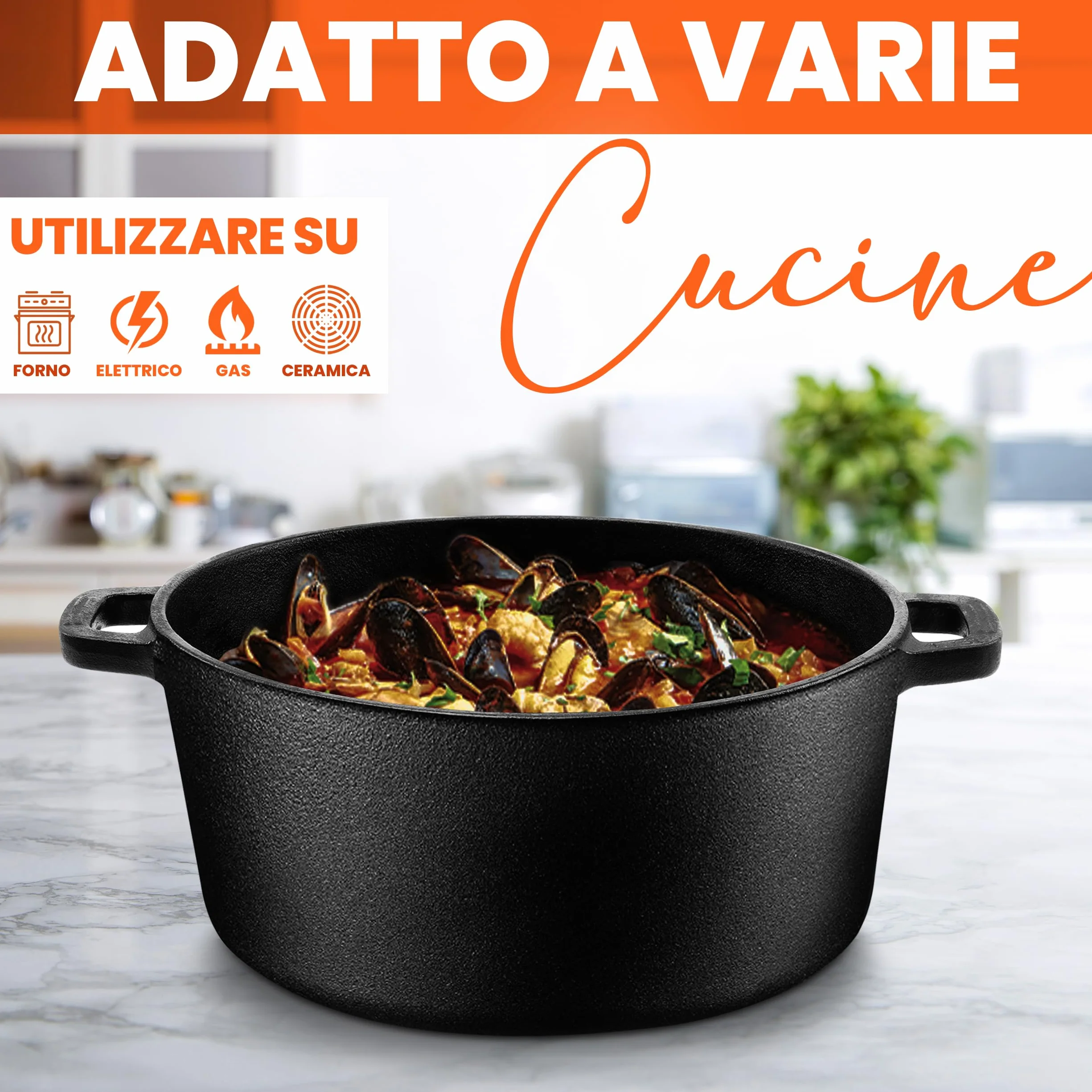 Kichly 2 in 1 Forno Olandese In Ghisa Pre-Stagionato Con Coperchio/Griglia A Doppia funzione - Cuocere Al Forno Friggere Arrostire Stufare E Grigliare - Cucina Interna Ed Esterna, EU1411