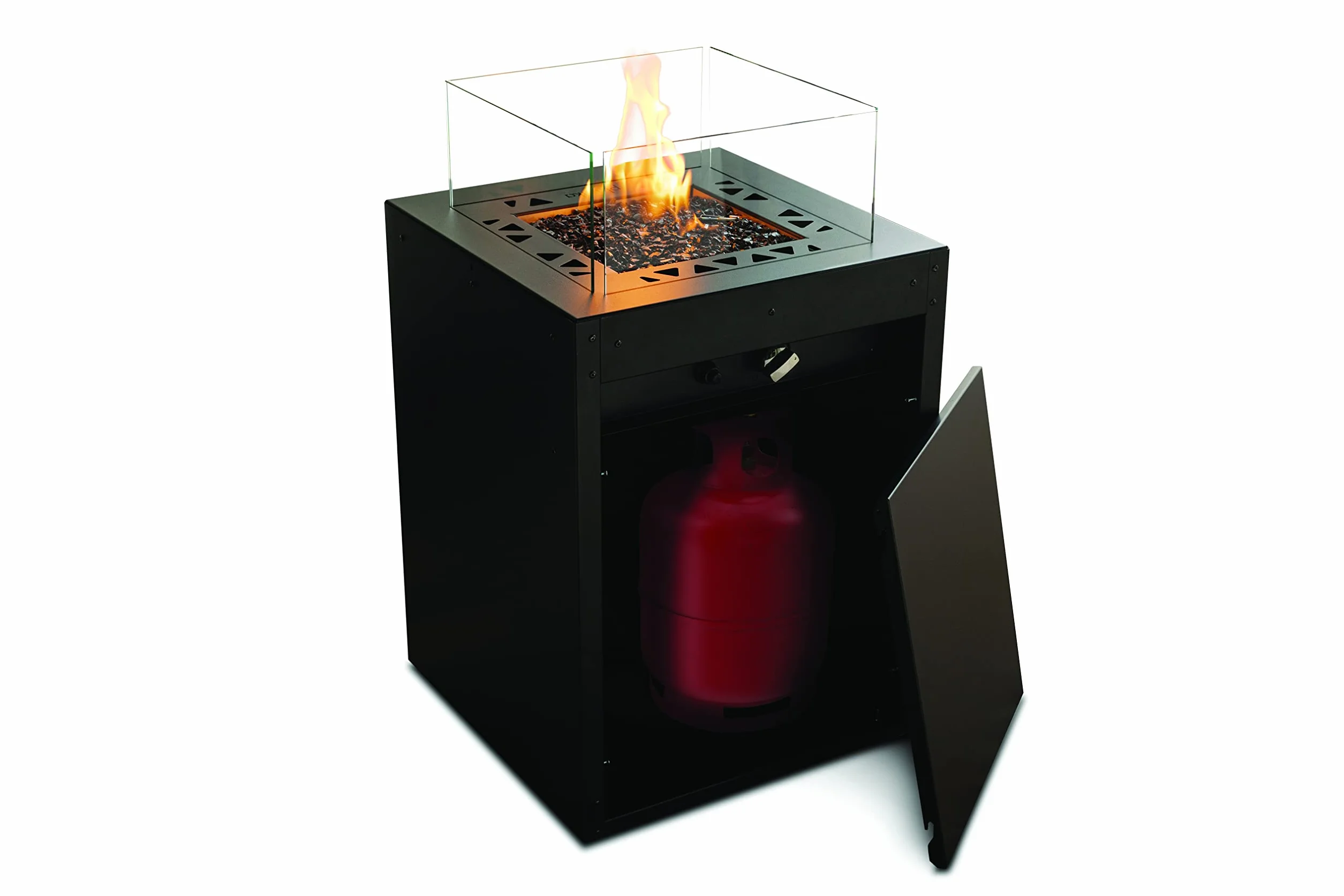 Planika Square Caminetto Decorativo da Giardino a Gas GPL Resistente alle Intemperie con Copertura
