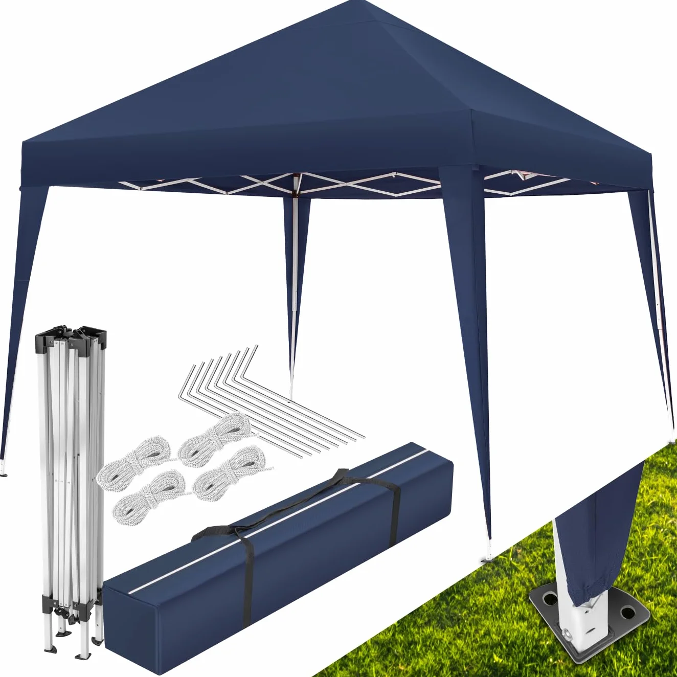 Tectake Gazebo da Giardino Regolabile 300x300x255 cm Blu - Padiglione Esterno Resistente con Telaio in Acciaio, Idrorepellente, UV