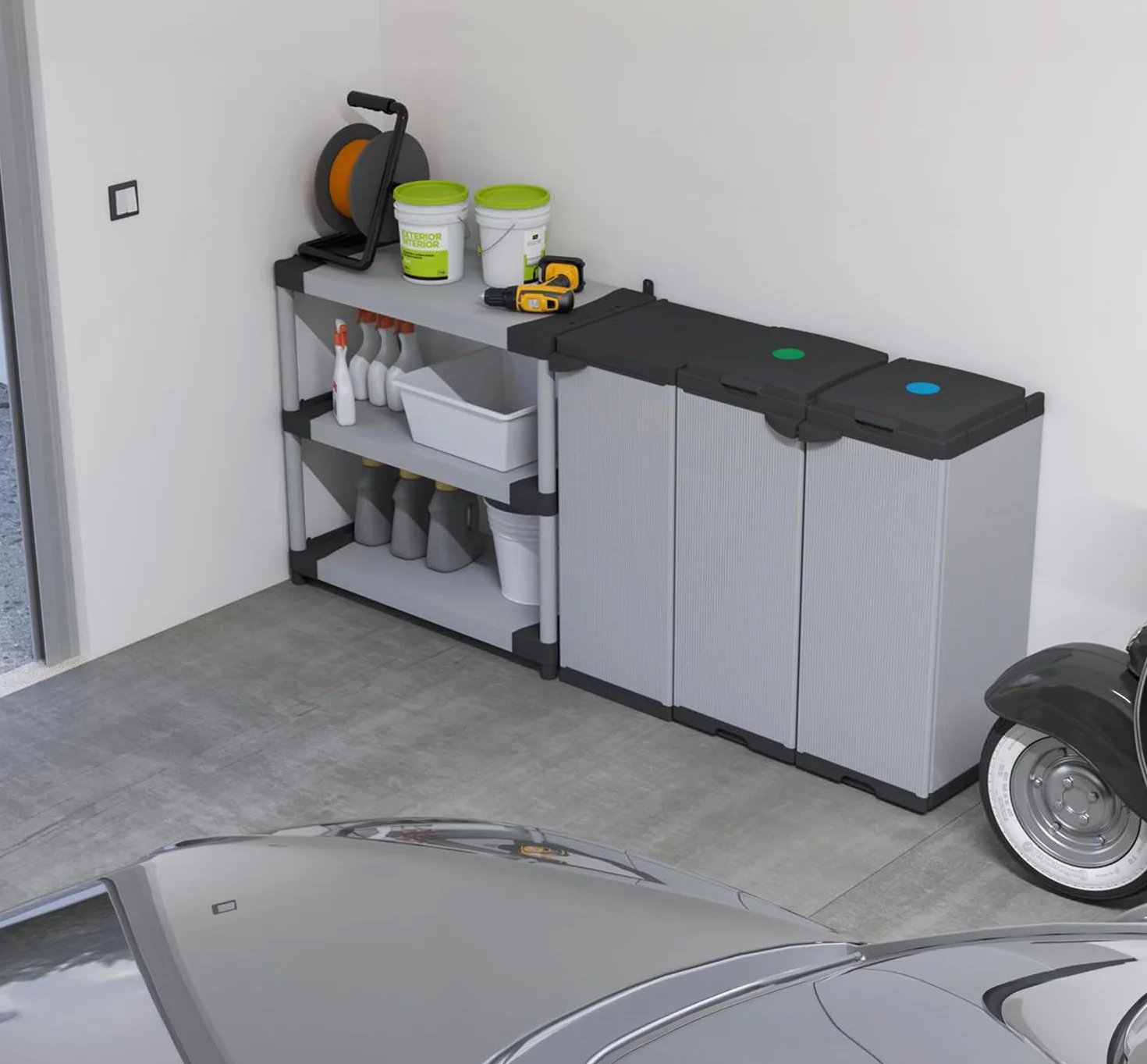 BuyStar Armadio 1 Anta da Esterno 34x40x85h cm, 1 Ripiano Regolabile Interno e Maniglia - Sistema a Incastro, Senza Viti, Idrorepellente, Robusto, Garage, Terrazzo, Officina - Made in Italy