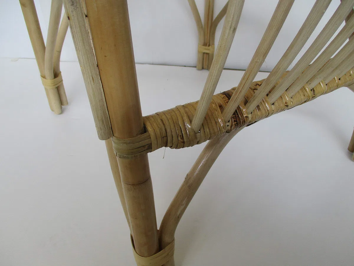 Fotel Rattan Naturalny 56x63x110 cm Ogrodowy Salon