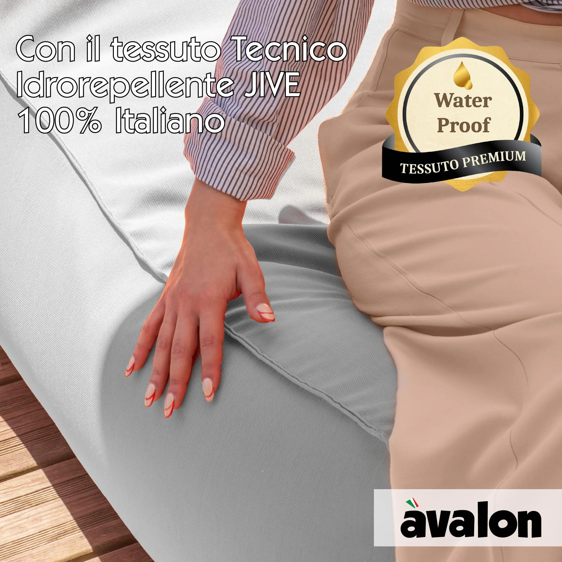 Avalon Pouf Chaise Longue da Esterno Impermeabile 70x160cm Grigio