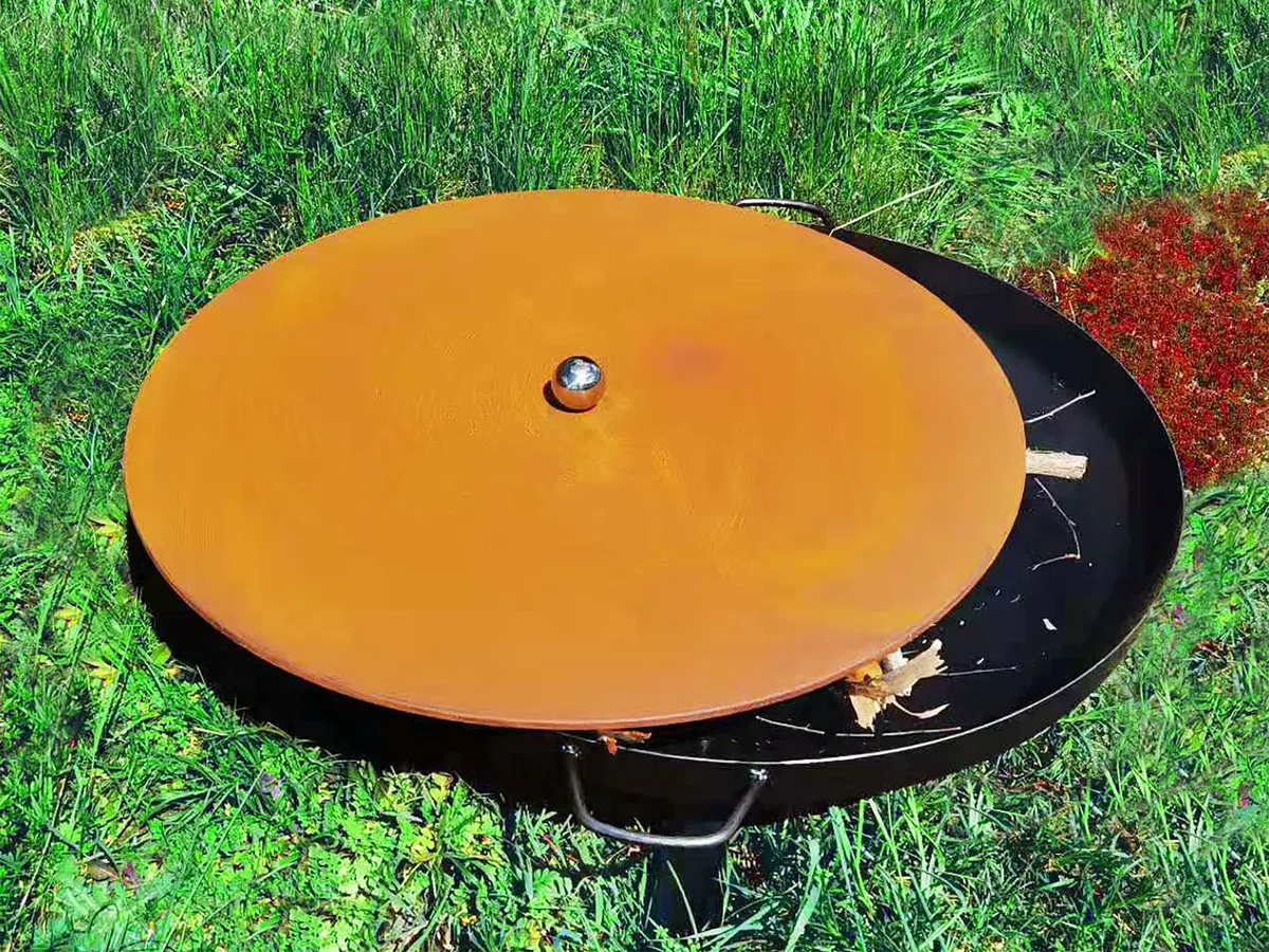Köhko Coperchio di design e copertura con manico a sfera con patina arrugginita, colore per tutti i braciere Ø 80,5 cm