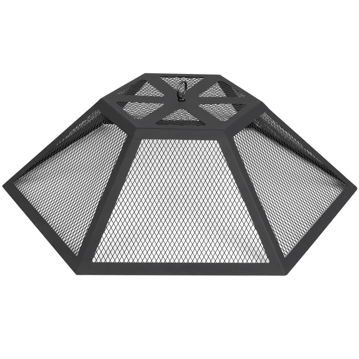 Yaheetech Braciere da Giardino Esterno a Legna Esagonale per Riscaldamento con Coperchio e Attizzatoio per Raduno Campeggio 61 x 61 x 62 cm Nero