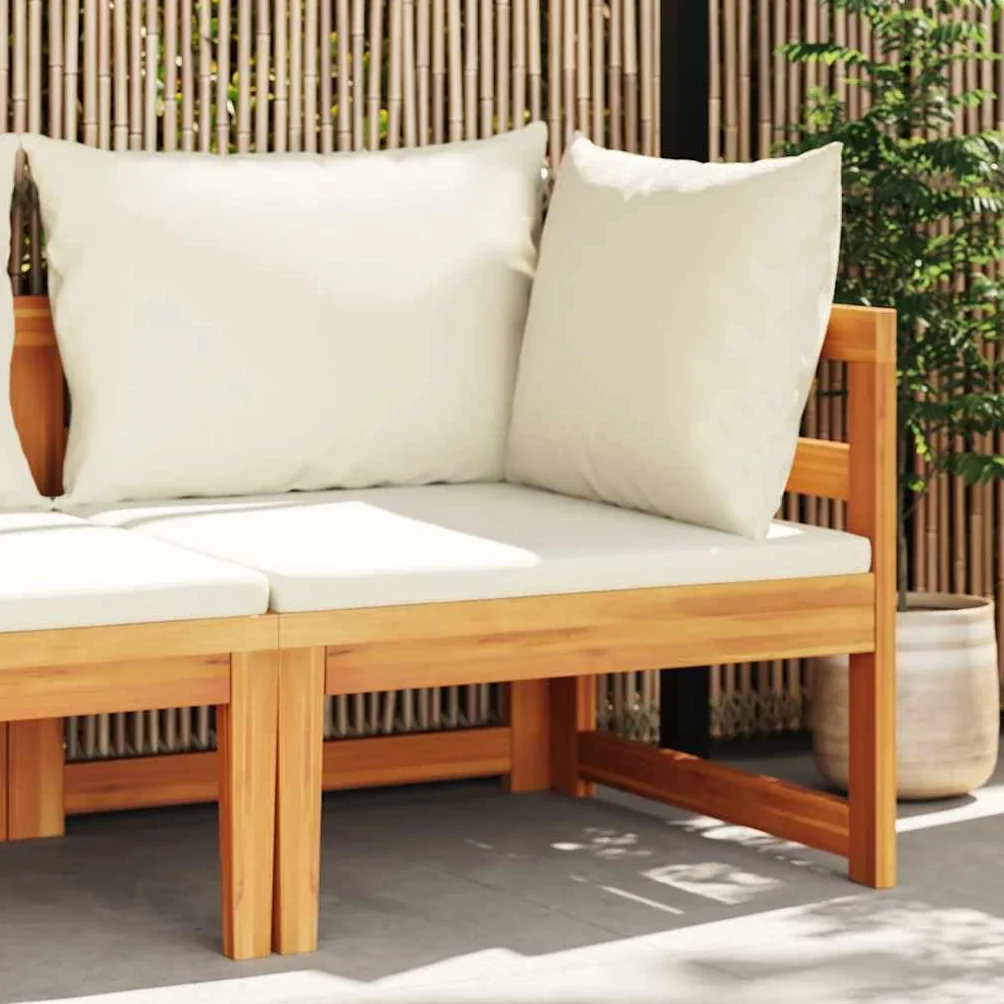 vidaXL Divano Angolare con Cuscini Bianco Crema in Massello di Acacia