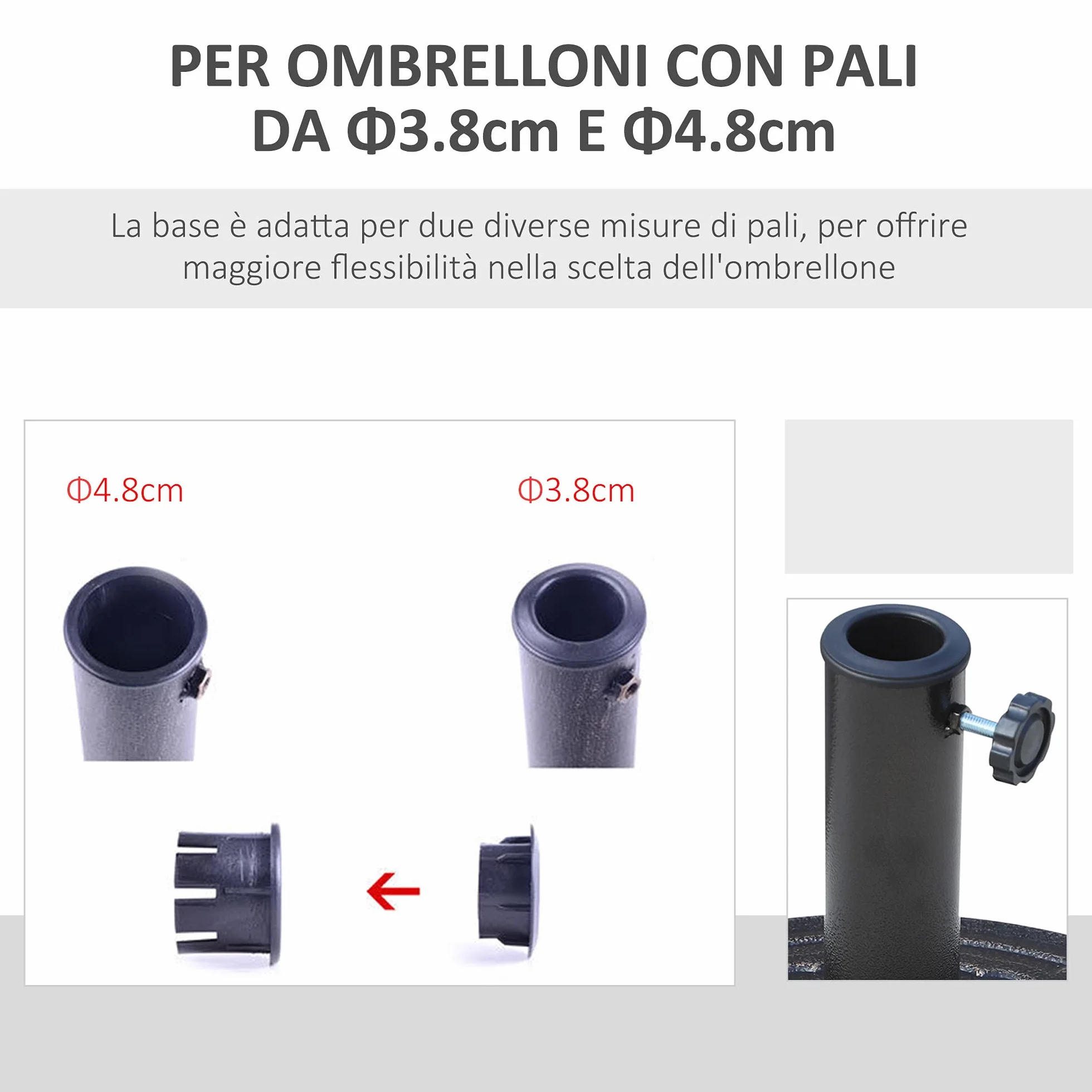 Outsunny Base per Ombrellone Rotonda da Giardino in Bronzo Φ44 x 34cm, Bronzo