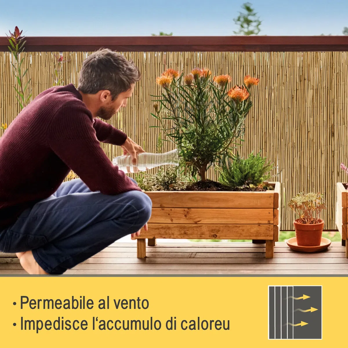 Sol Vision S36 Recinzione Canniccio Premium 90x300cm Frangivento Frangivista Giardino Balcone