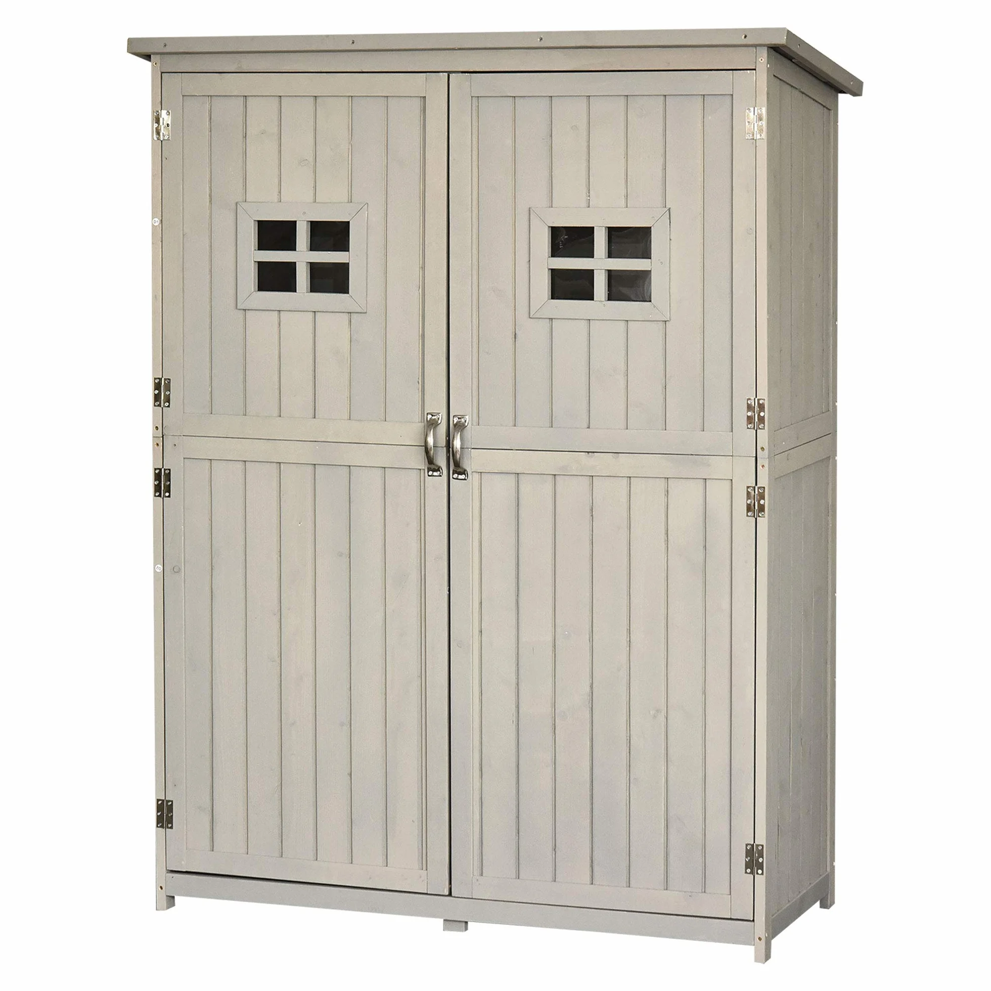 Outsunny Casetta da Giardino in Legno di Abete 127.5x50x164cm Grigio Chiaro