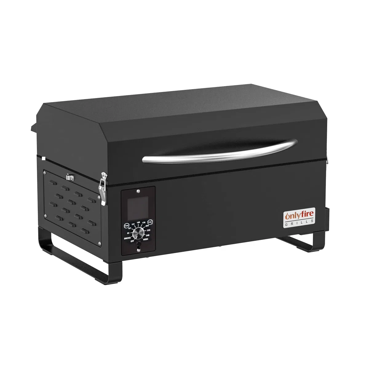 Onlyfire Griglia Portatile Nero Per Affumicatore a Pellet, Griglia a Pellet da 80°C - 260°C incl. Sensori di Temperatura Ottimo Per il Tailgating da Campeggio Per Camper