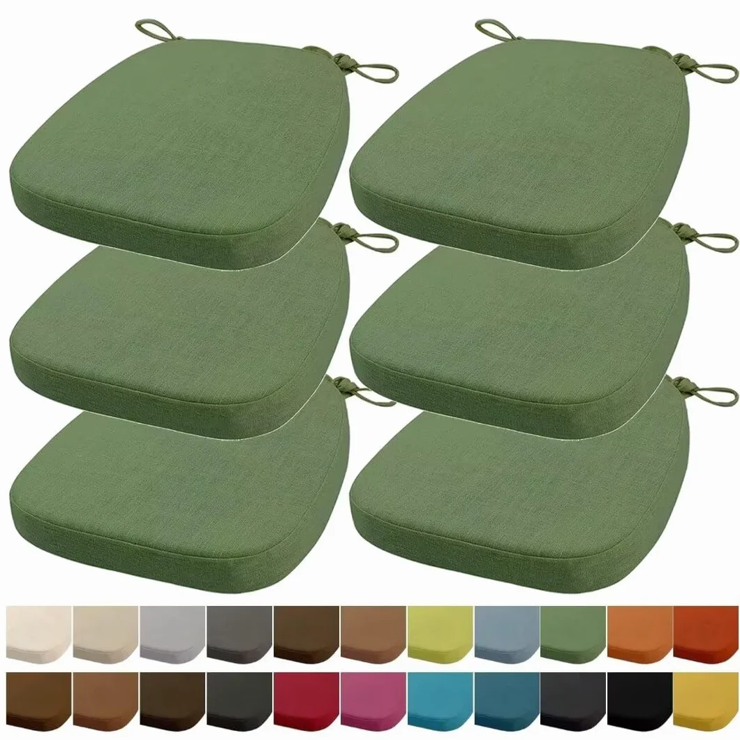 40x38x33CM(3CM Spessore) cuscino per sedia, cuscino per sedia da giardino, lavabile, con cerniera, cinghia (Agata verde,6 pezzi)