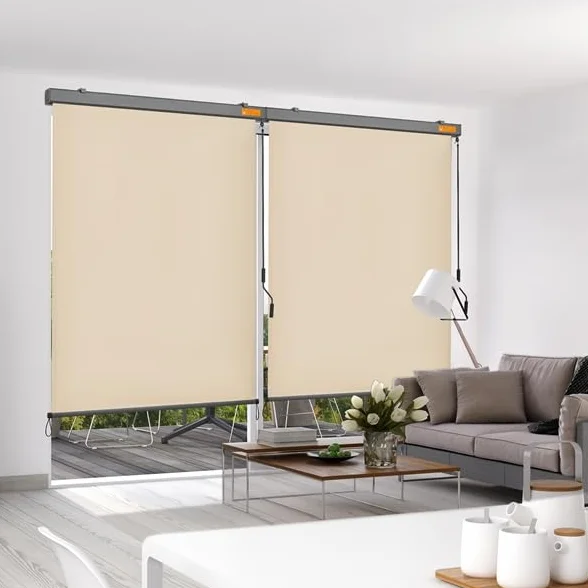 Yaheetech Tenda da Sole Verticale a Rullo Avvolgibile con Manovella Protezione Solare Impermeabile 160 x 250 cm Beige