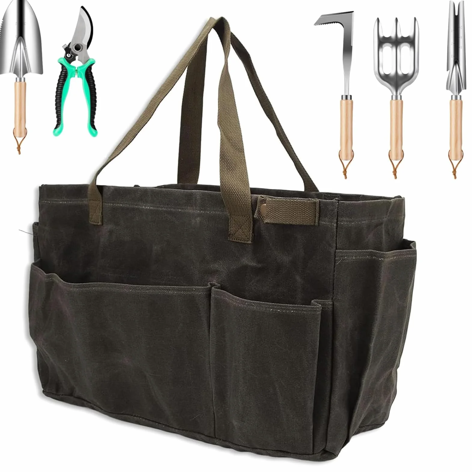 HERCHR Borsa da Giardinaggio Borsa per Attrezzi da Giardino Borsa da Giardino Impermeabile di Grande capacità Borsa per Organizzatore per Kit di Attrezzi da Giardinaggio Borsa in Tela