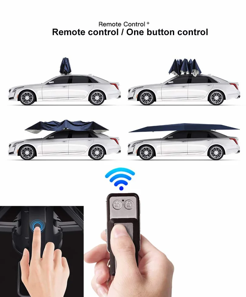 Ombrellone Automatico Carport Pieghevole Mobile 4,8 x 2 Protezione Antigrandine Anti-UV Antivento Impermeabile