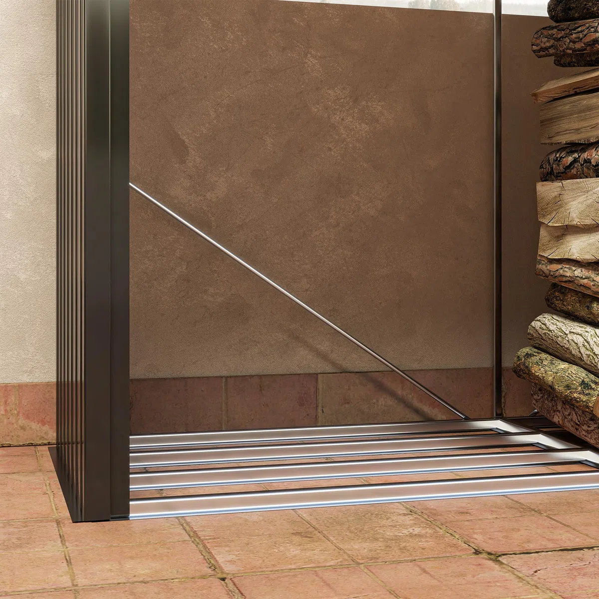 Outsunny Portalegna da Esterno Acciaio Galvanizzato 240x86x160cm Nero con Base Rialzata e Tetto Inclinato