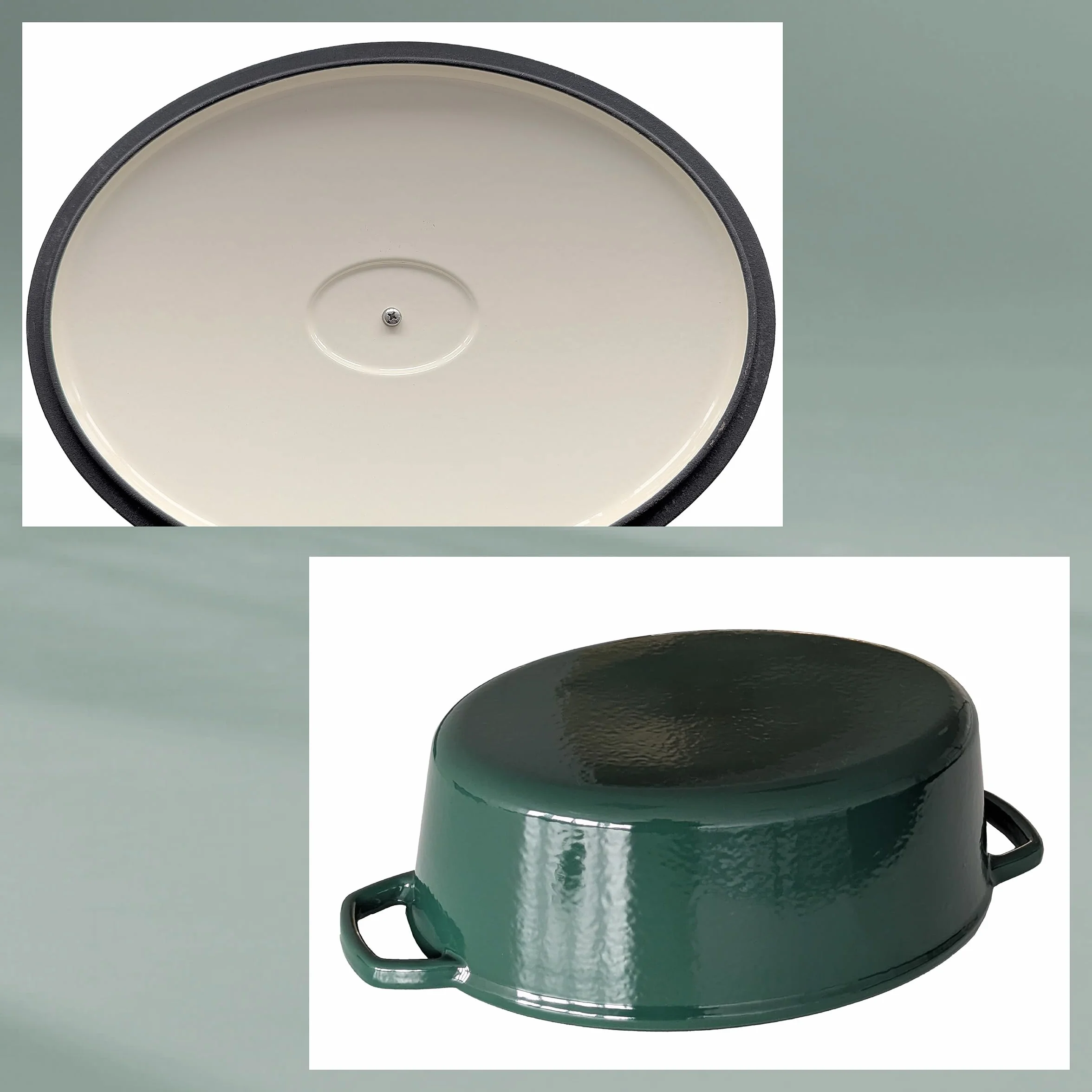 kela Casseruola ovale in ghisa 9,3 litri, forno olandese Calido, cottura a induzione con coperchio, pentola in ghisa per cuocere il pane, smaltato, verde