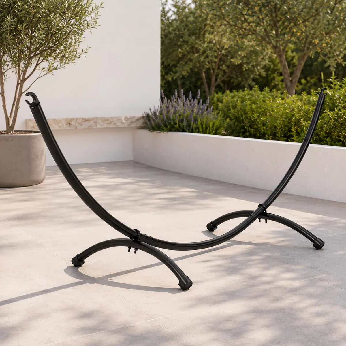 Struttura Per Amaca In Acciaio Con Supporto Ad Arco Ganci Laterali Capacità 150 Kg Montaggio Facile Per Giardino Terrazzo Balcone E Relax Outdoor 300 X 90 X 100 Cm Nero