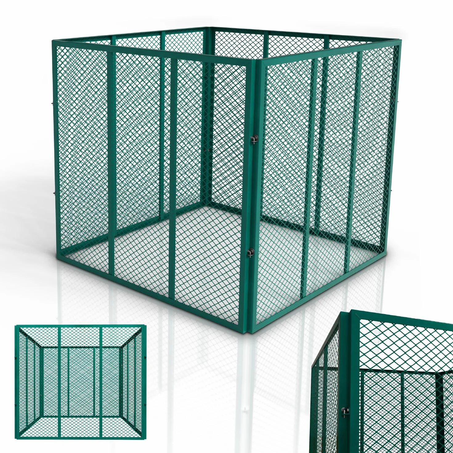 Juskys Compostiera Metallo 800 L Acciaio Zincato Verniciato Polvere Resistente Intemperie Verde Scuro