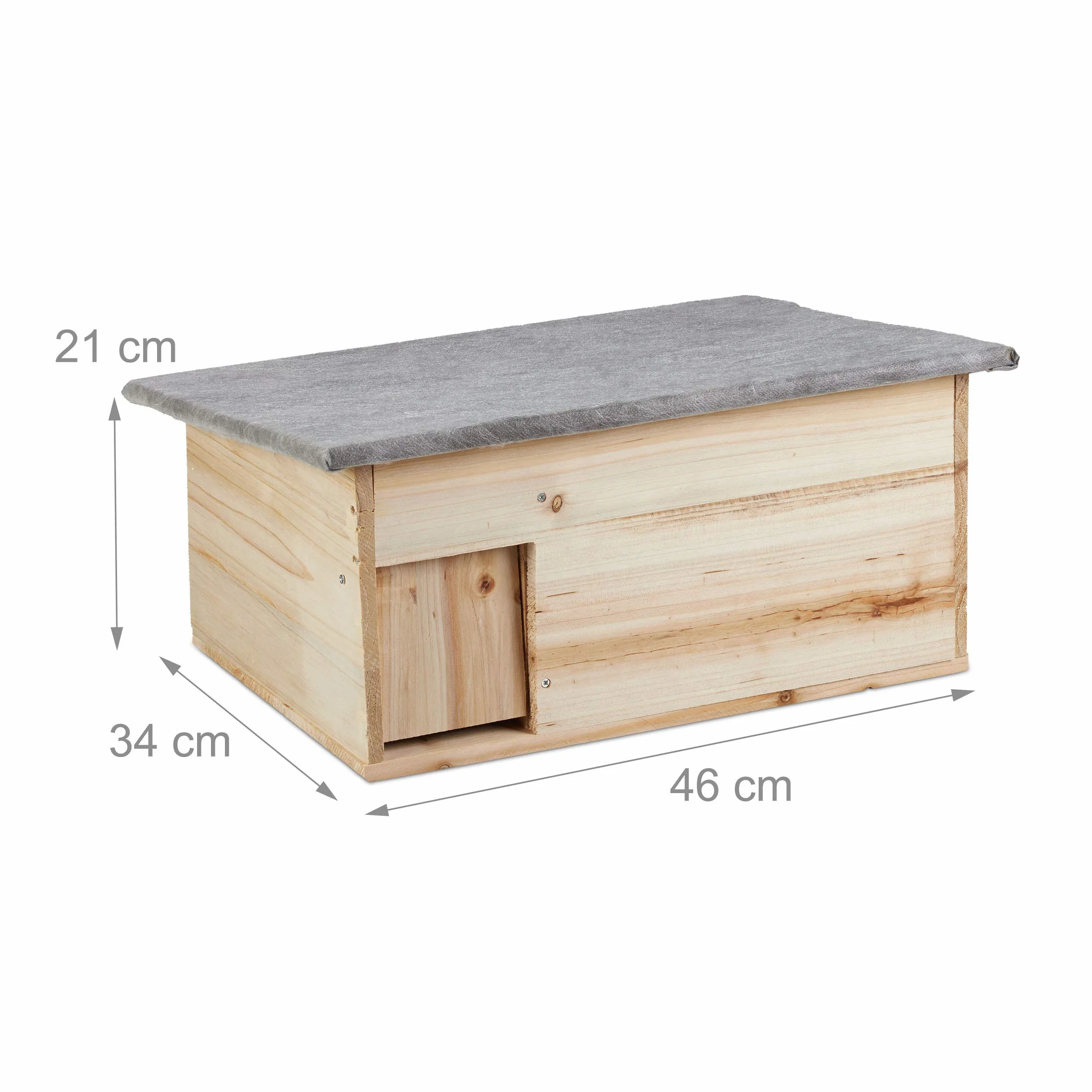 Relaxdays Casetta per Ricci, Resistente alle Intemperie, Riparo dai Predatori, Rifugio per Roditori, 21x46x34 cm, Legno